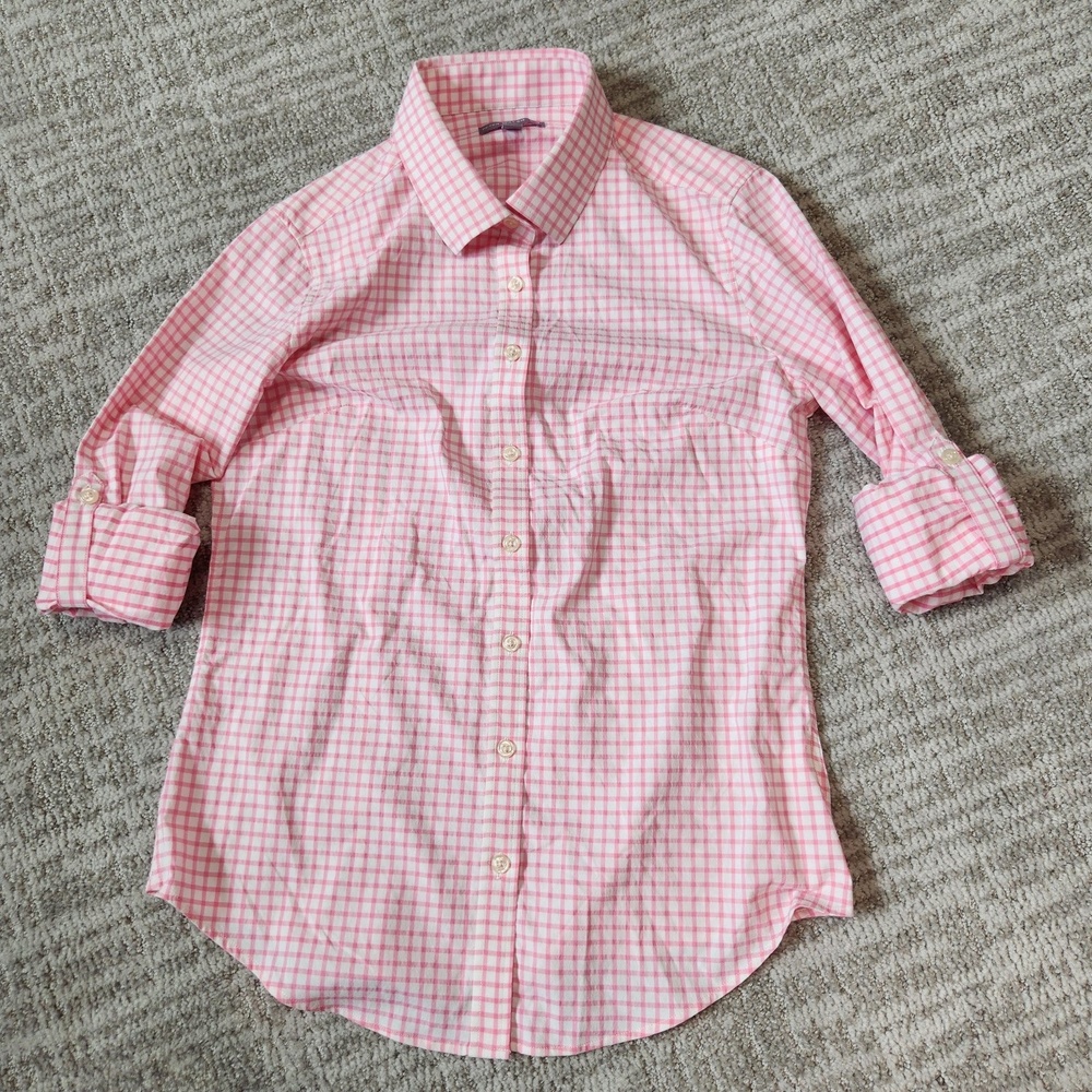 Peter Millar Performance roll-tab long sleeve button down top pink size S ladies - Picture 11 of 12